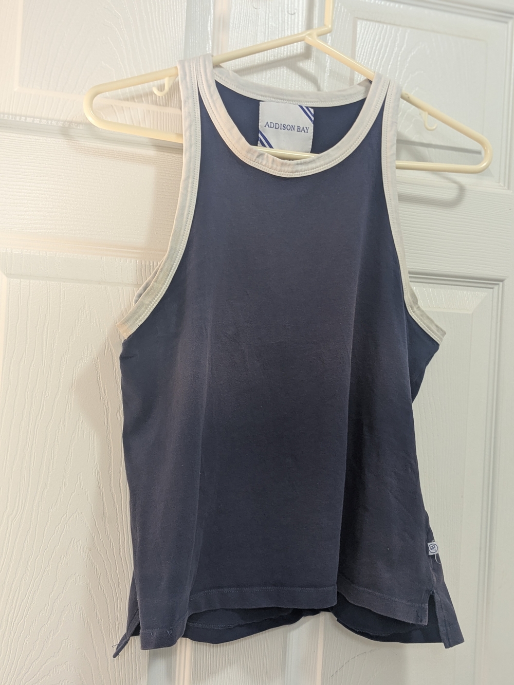 Addison Bay Navy Blue Tank Top with Cream Trim